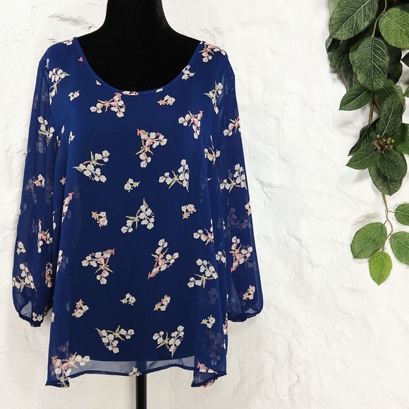 Charlotte Russe Tops - Charlotte Russe floral sheer blouse open back